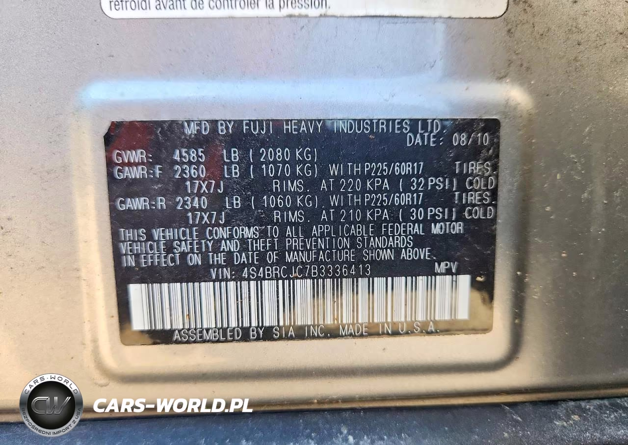 2011 Subaru Outback 2.5I Limited VIN:4S4BRCJC7B3336413 - 12