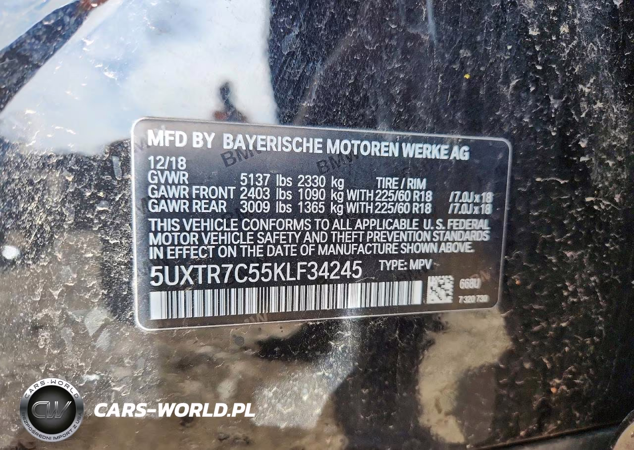 2019 BMW X3 Sdrive30I VIN:5UXTR7C55KLF34245 - 13