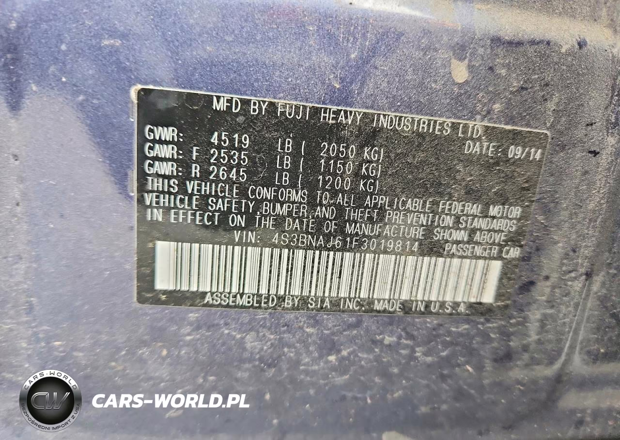 2015 Subaru Legacy 2.5I Limited VIN:4S3BNAJ61F3019814 - 13