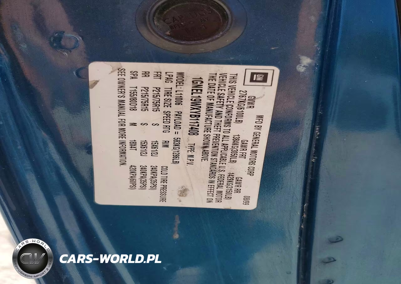 2000 Chevrolet Astro VIN:1GNEL19WXYB117409 - 13