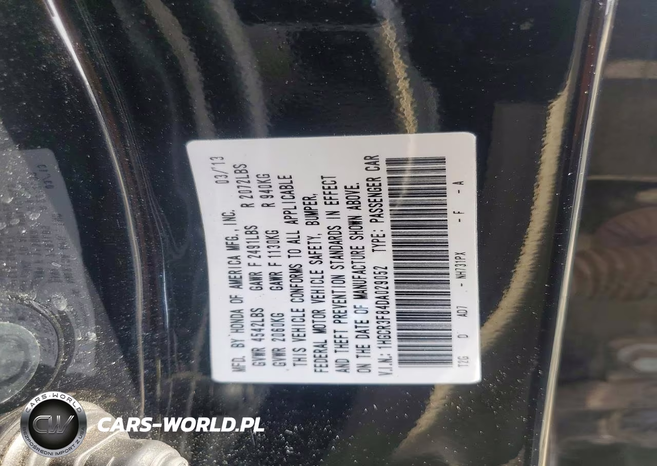 2013 Honda Accord Exl VIN:1HGCR3F84DA029052 - 13