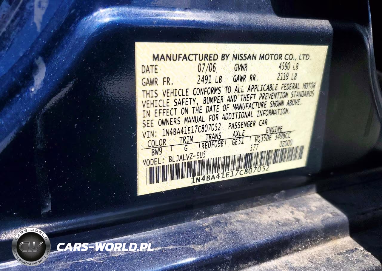 2007 Nissan Maxima 3.5 Se VIN:1N4BA41E17C807052 - 13