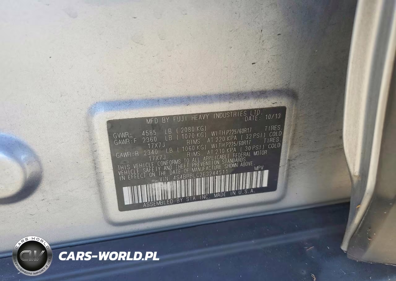 2014 Subaru Outback 2.5I Limited VIN:4S4BRBLC2E3244511 - 12