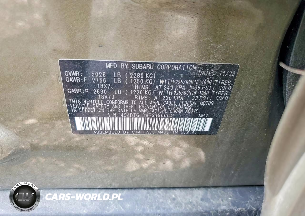 2024 Subaru Outback Onyx Edition Xt VIN:4S4BTGLD9R3196664 - 13