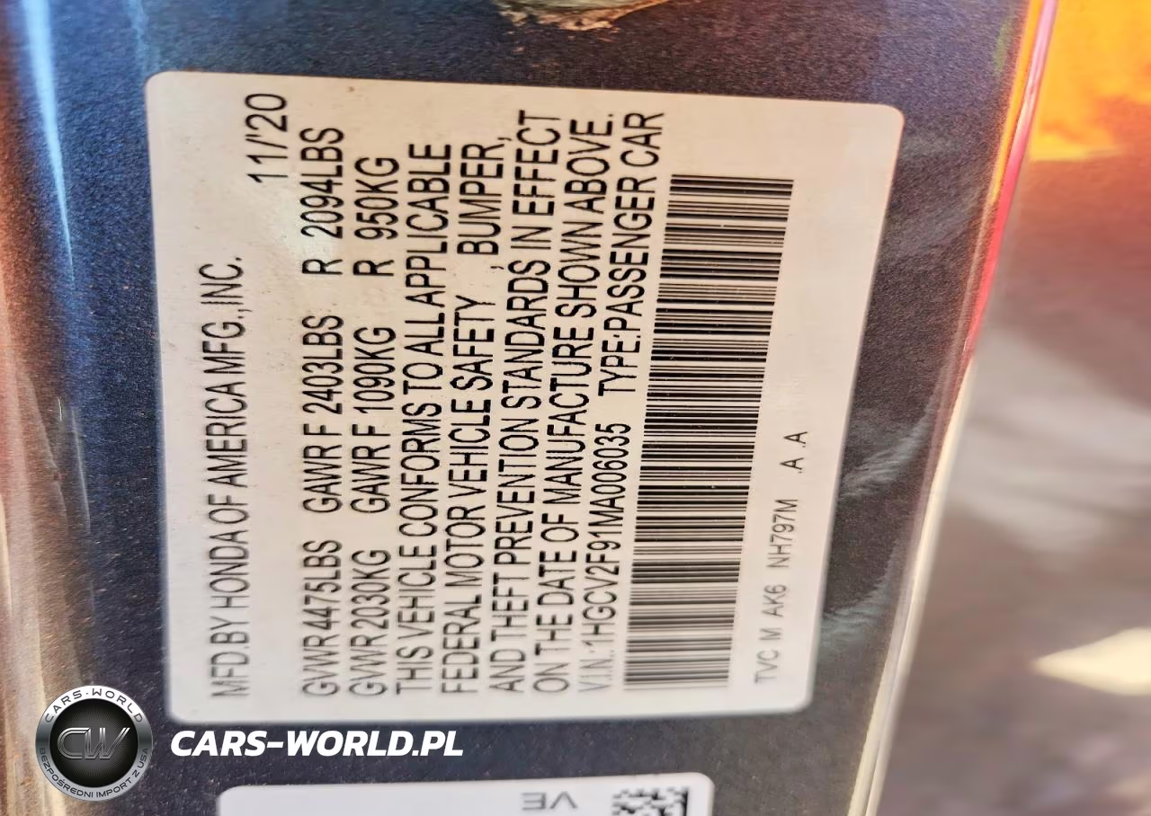 2021 Honda Accord Touring VIN:1HGCV2F91MA006035 - 13