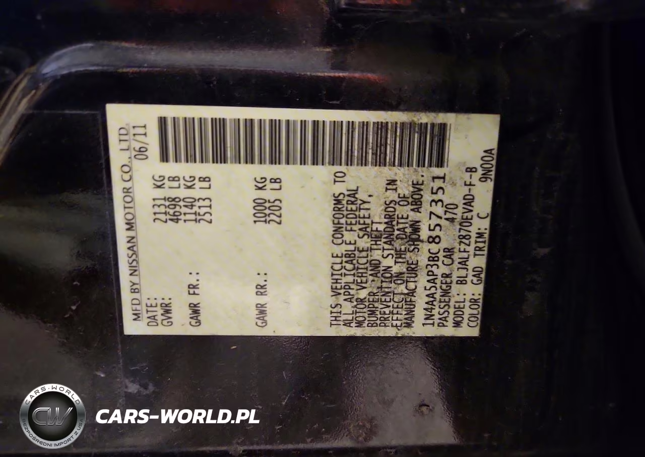 2011 Nissan Maxima 3.5 S VIN:1N4AA5AP3BC857351 - 13