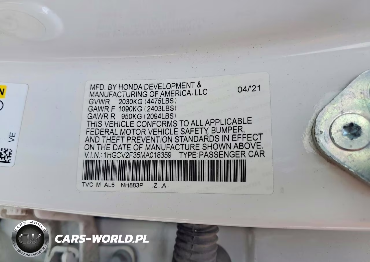 2021 Honda Accord Sport VIN:1HGCV2F35MA018359 - 13