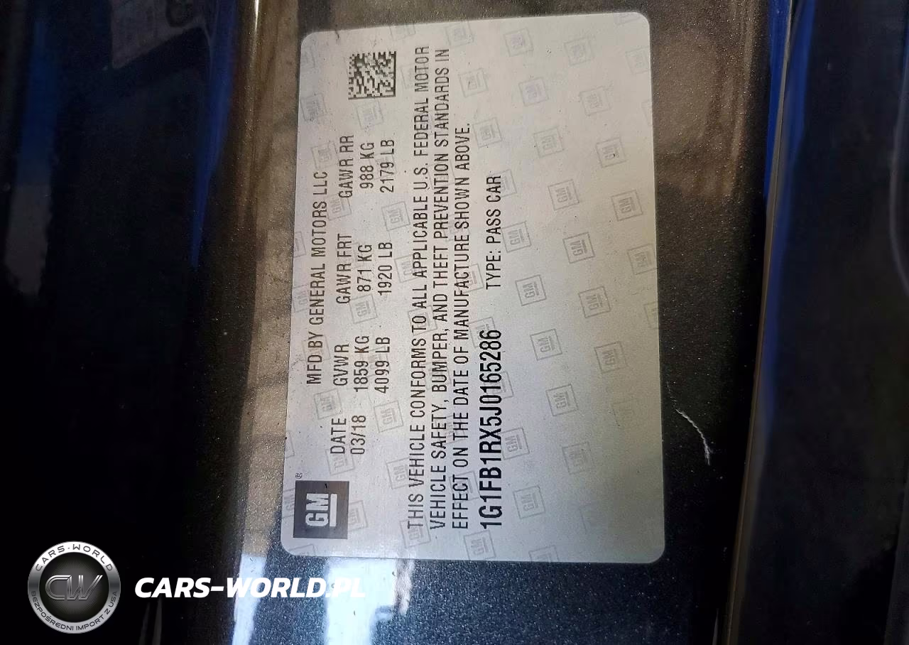 2018 Chevrolet Camaro Lt VIN:1G1FB1RX5J0165286 - 12