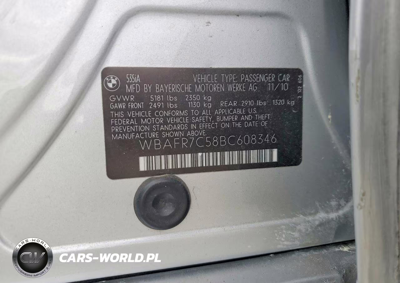 2011 BMW 535 I VIN:WBAFR7C58BC608346 - 12