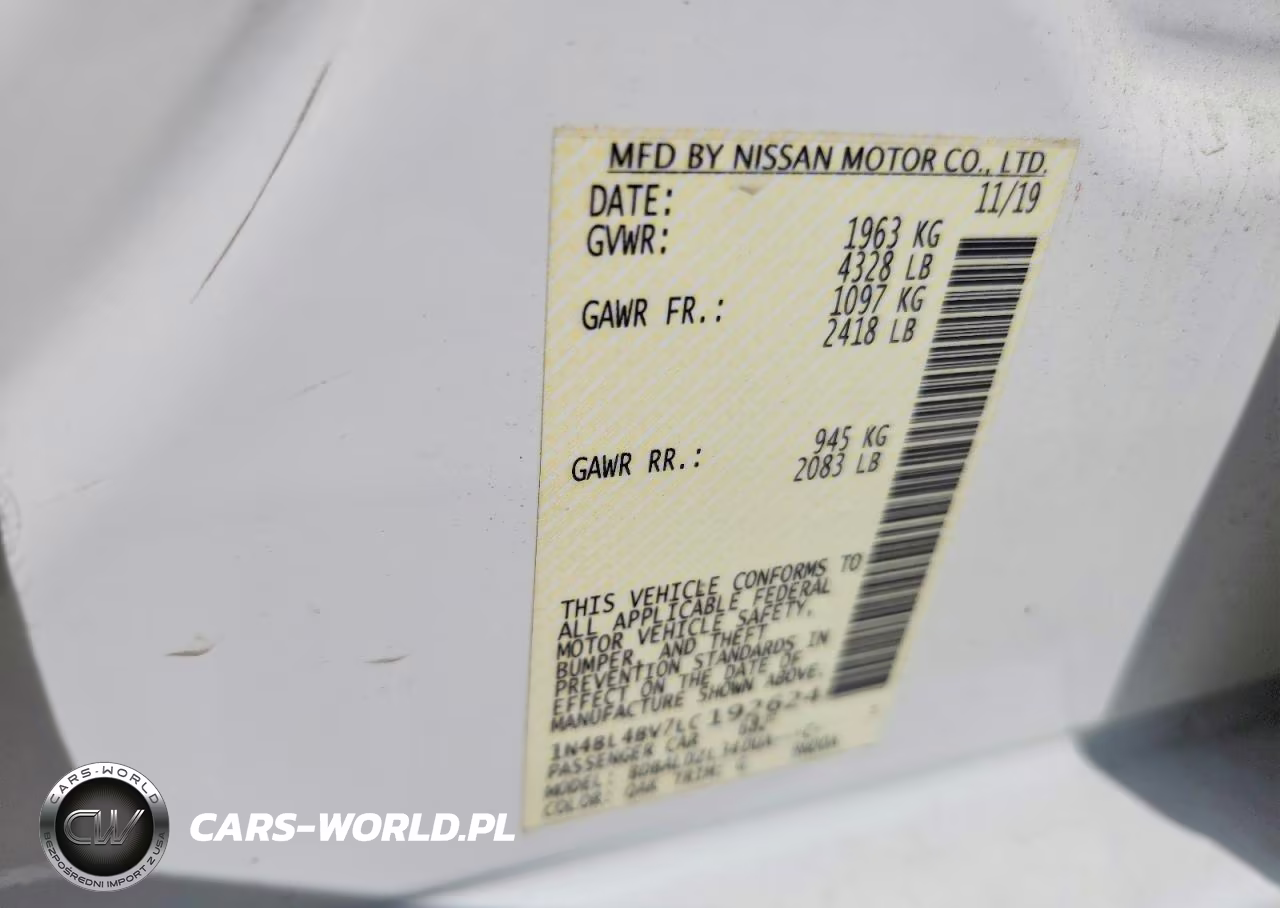 2020 Nissan Altima S VIN:1N4BL4BV7LC192624 - 12