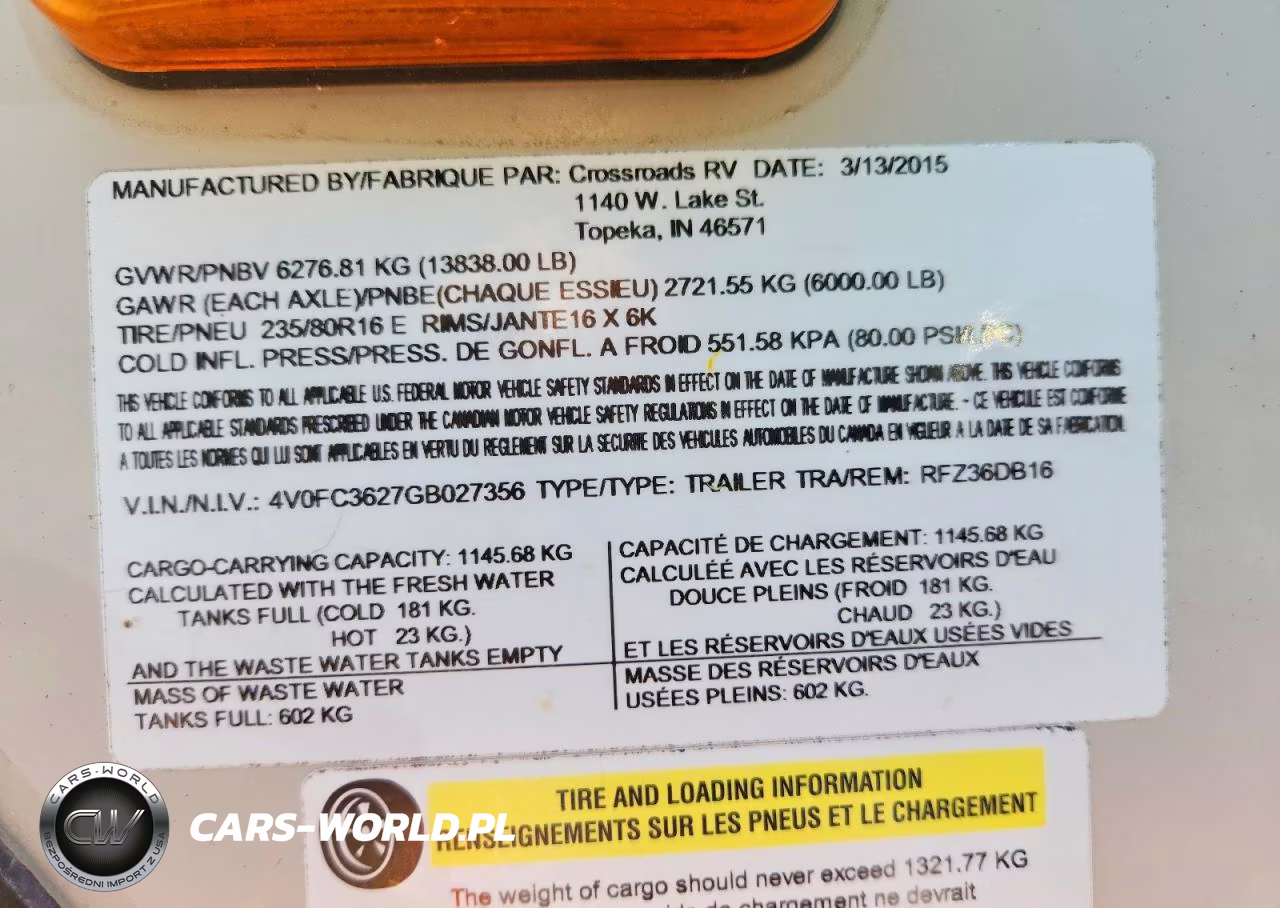 2016 Cross Roads Rezerve Camper VIN:4V0FC3627GB027356 - 10