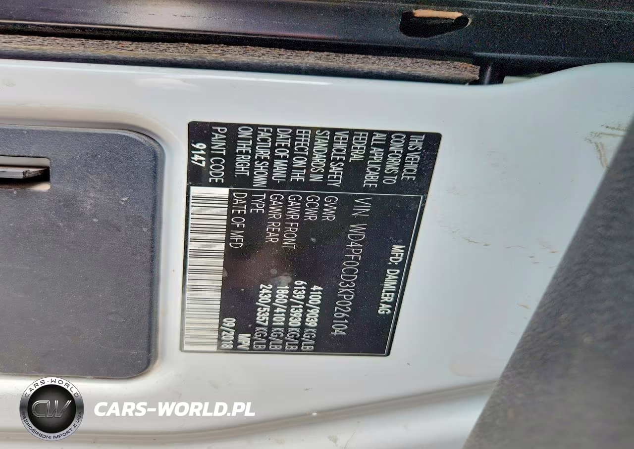 2019 Mercedes Benz Sprinter 2500 Delivery Van VIN:WD4PF0CD3KP026104 - 12
