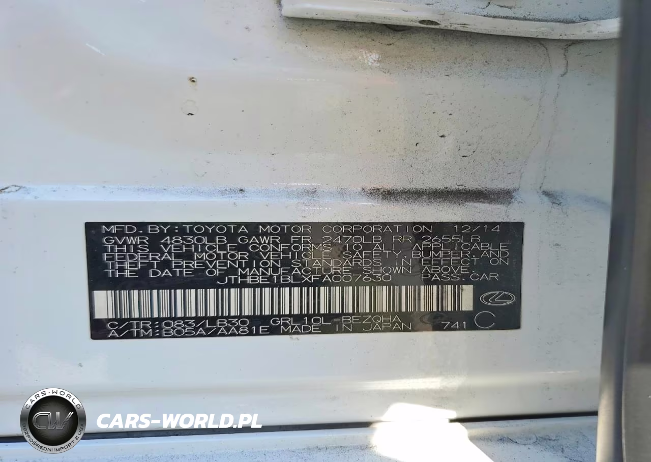 2015 Lexus Gs 350 VIN:JTHBE1BLXFA007630 - 12
