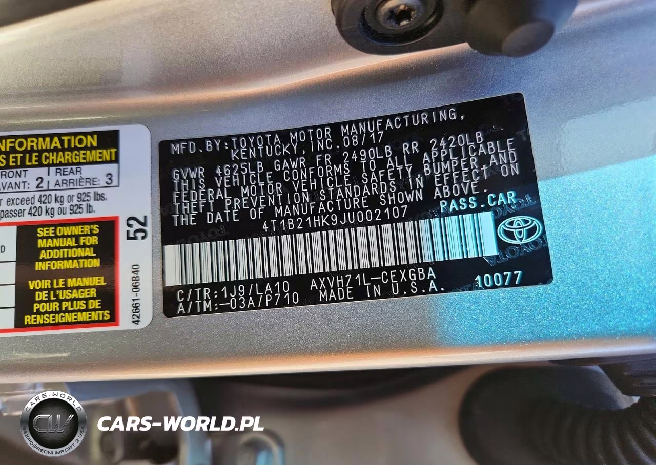 2018 Toyota Camry Hybrid Xle VIN:4T1B21HK9JU002107 - 12