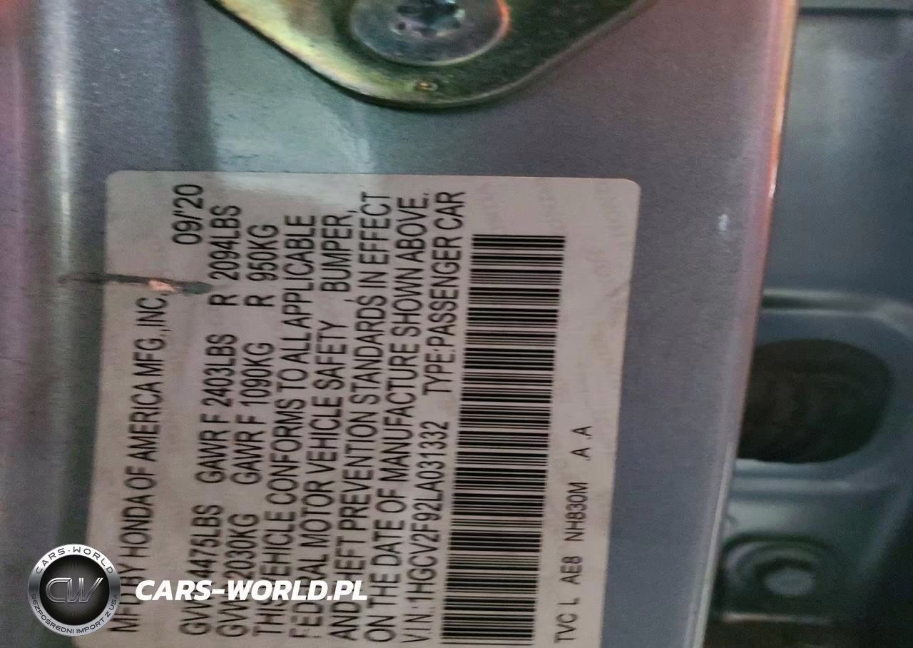 2020 Honda Accord Touring VIN:1HGCV2F92LA031332 - 12