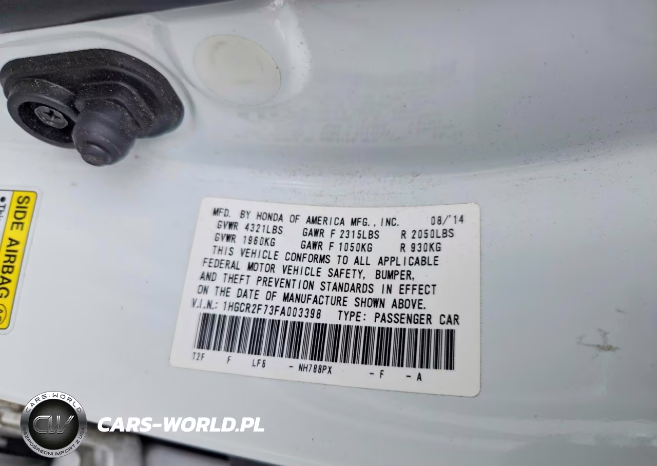 2015 Honda Accord Ex VIN:1HGCR2F73FA003398 - 12