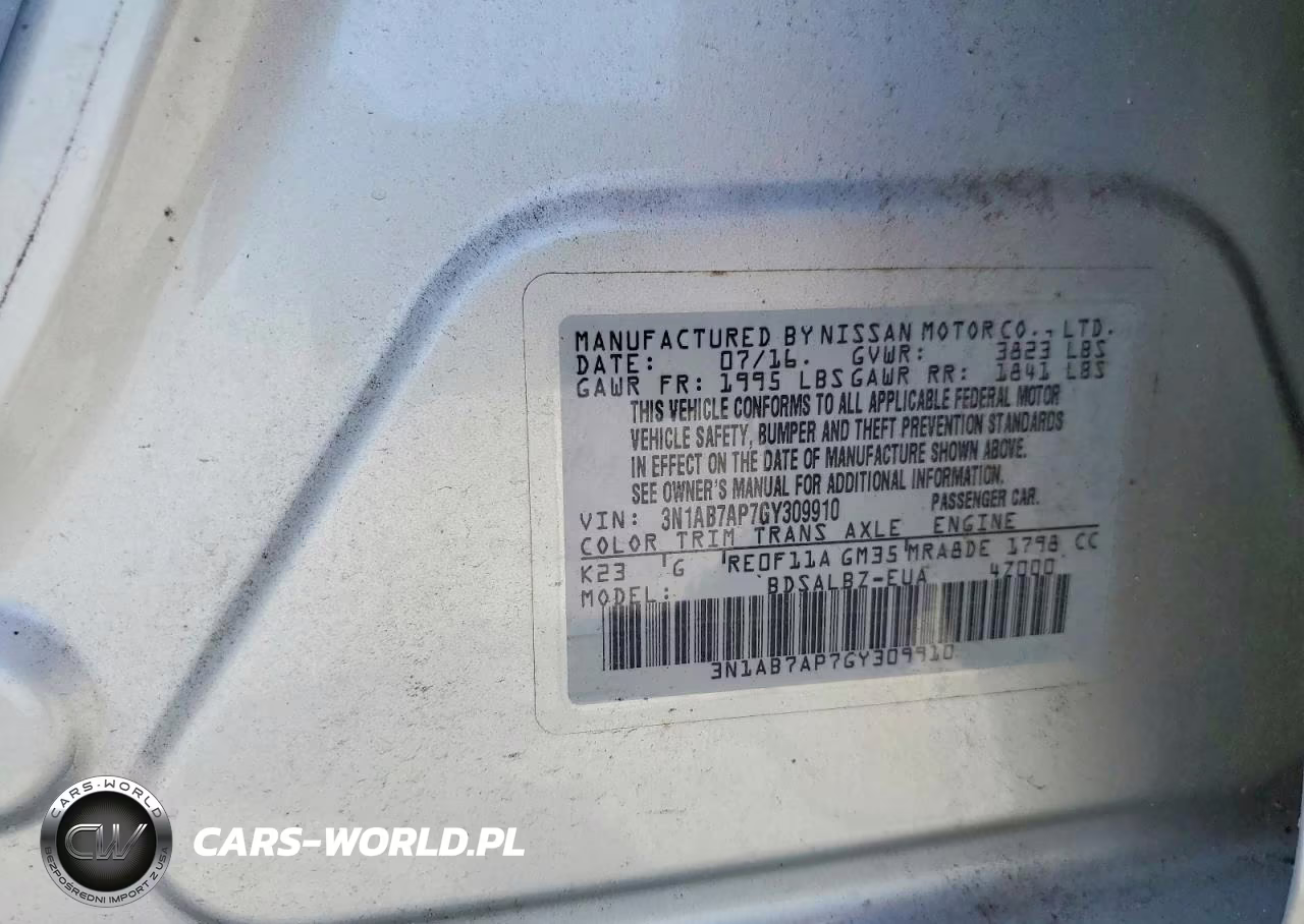 2016 Nissan Sentra S VIN:3N1AB7AP7GY309910 - 12