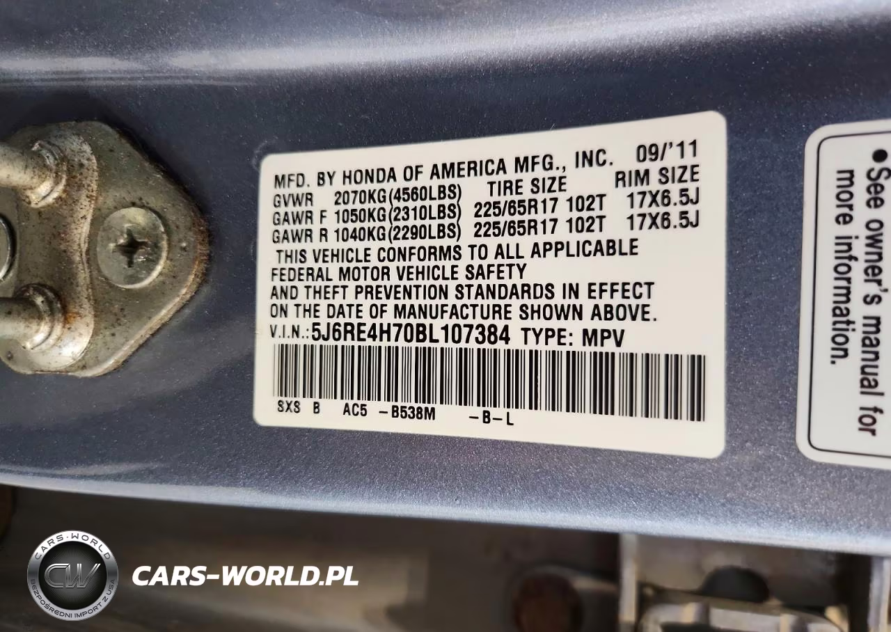 2011 Honda Cr-V Exl VIN:5J6RE4H70BL107384 - 13