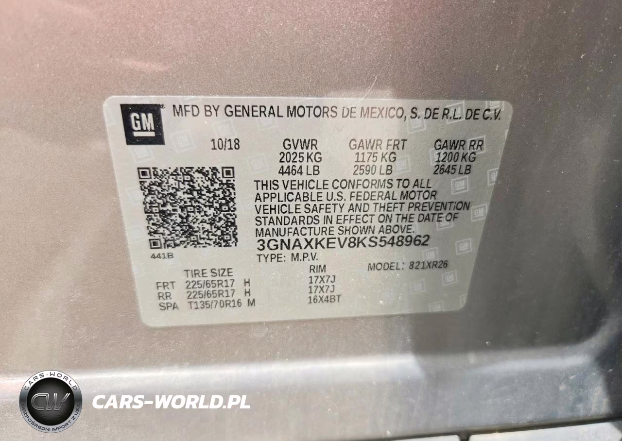 2019 Chevrolet Equinox Lt VIN:3GNAXKEV8KS548962 - 13