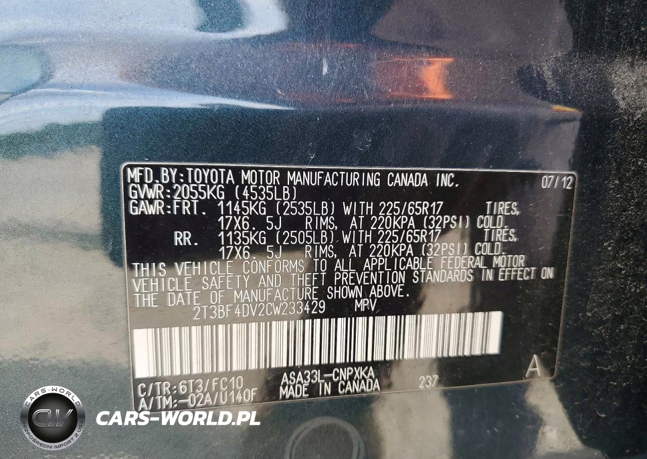 2012 Toyota Rav 4 VIN:2T3BF4DV2CW233429 - 13