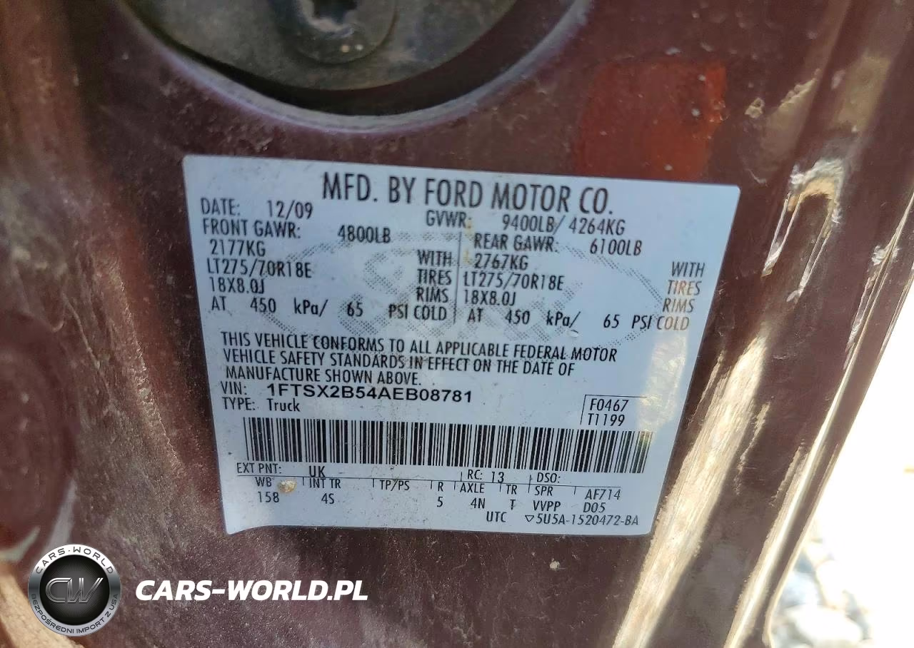 2010 Ford F250 Super Duty VIN:1FTSX2B54AEB08781 - 12