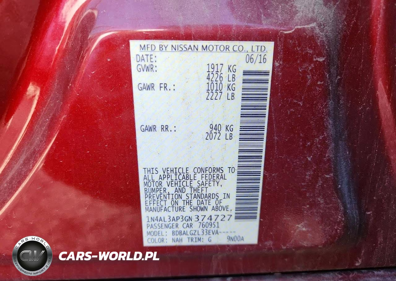 2016 Nissan Altima 2.5 S VIN:1N4AL3AP3GN374727 - 12