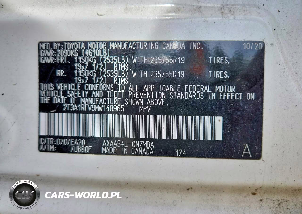 2021 Toyota Rav4 Xle Premium VIN:2T3A1RFV9MW148965 - 13