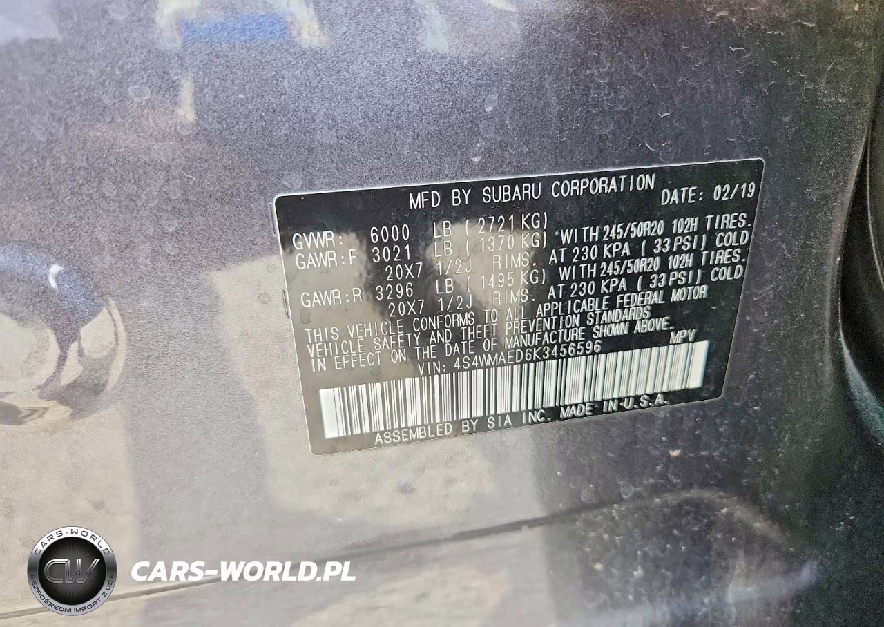 2019 Subaru Ascent Premium VIN:4S4WMAED6K3456596 - 14