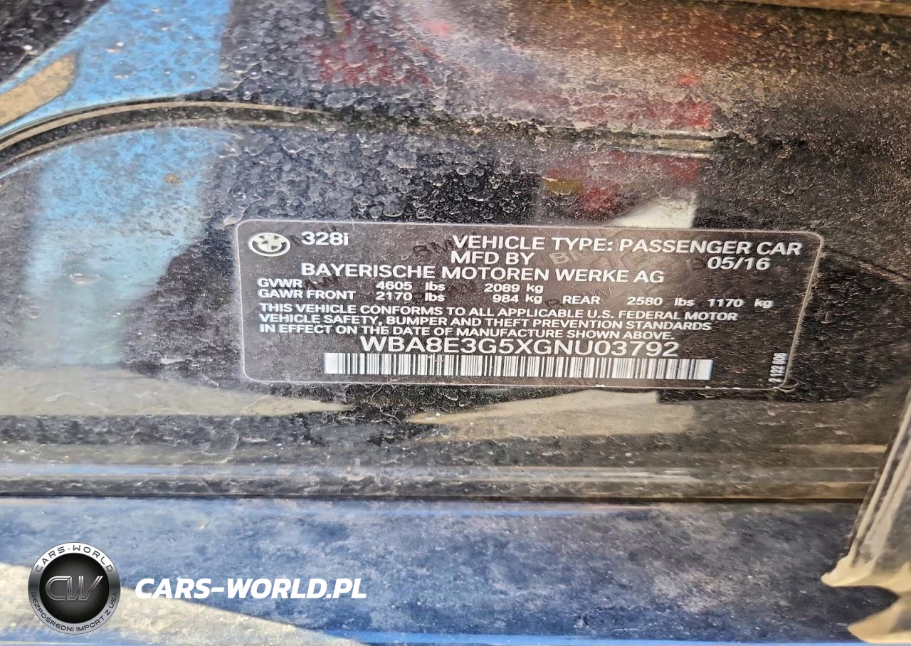 2016 BMW 328 Xi Sulev VIN:WBA8E3G5XGNU03792 - 12
