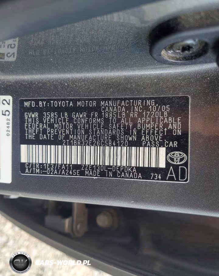 2006 Toyota Corolla Ce VIN:2T1BR32E26C584120 - 12