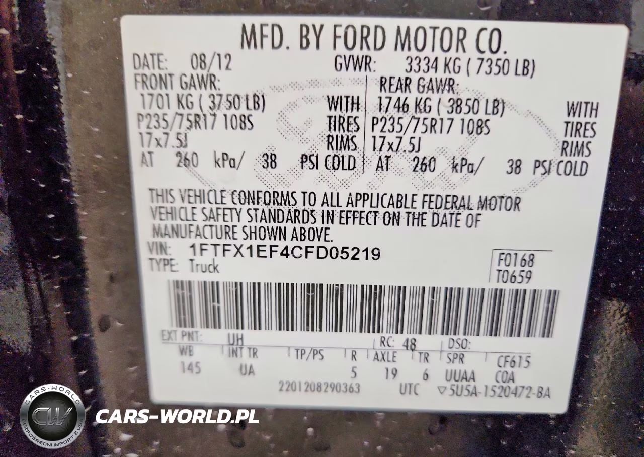 2012 Ford F150 Super Cab VIN:1FTFX1EF4CFD05219 - 12