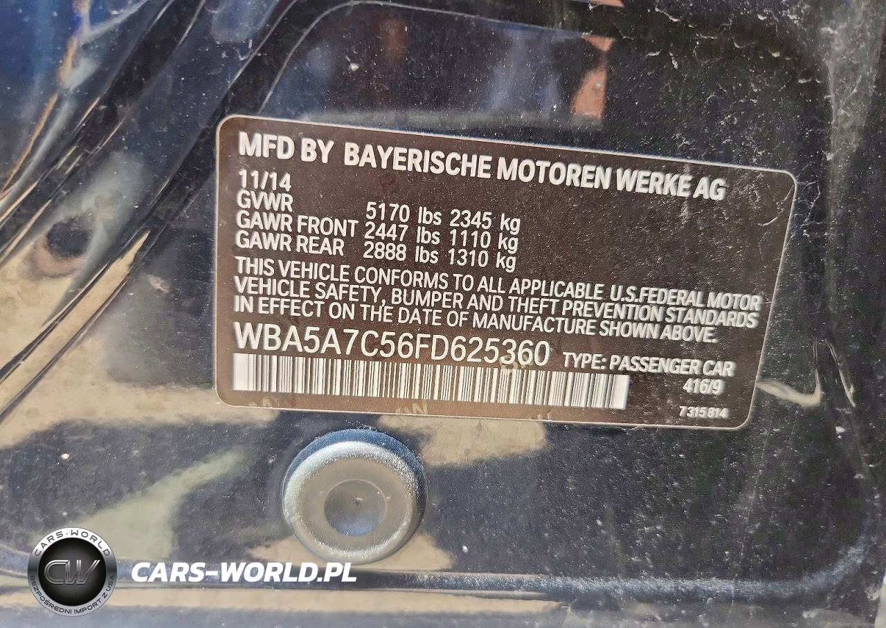 2015 BMW 528I xDrive VIN:WBA5A7C56FD625360 - 12