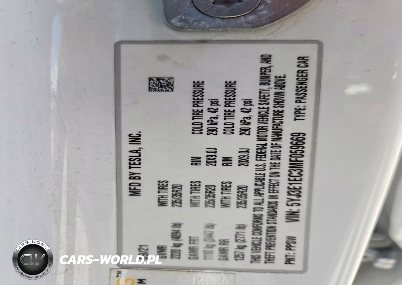 2021 Tesla Model 3 VIN:5YJ3E1EC3MF059669 - 13