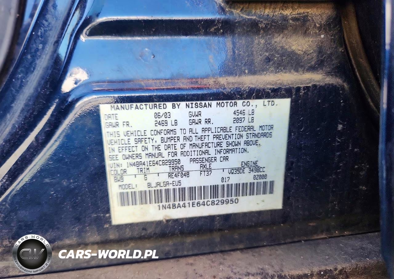 2004 Nissan Maxima 3.5 Se VIN:1N4BA41E64C829950 - 12