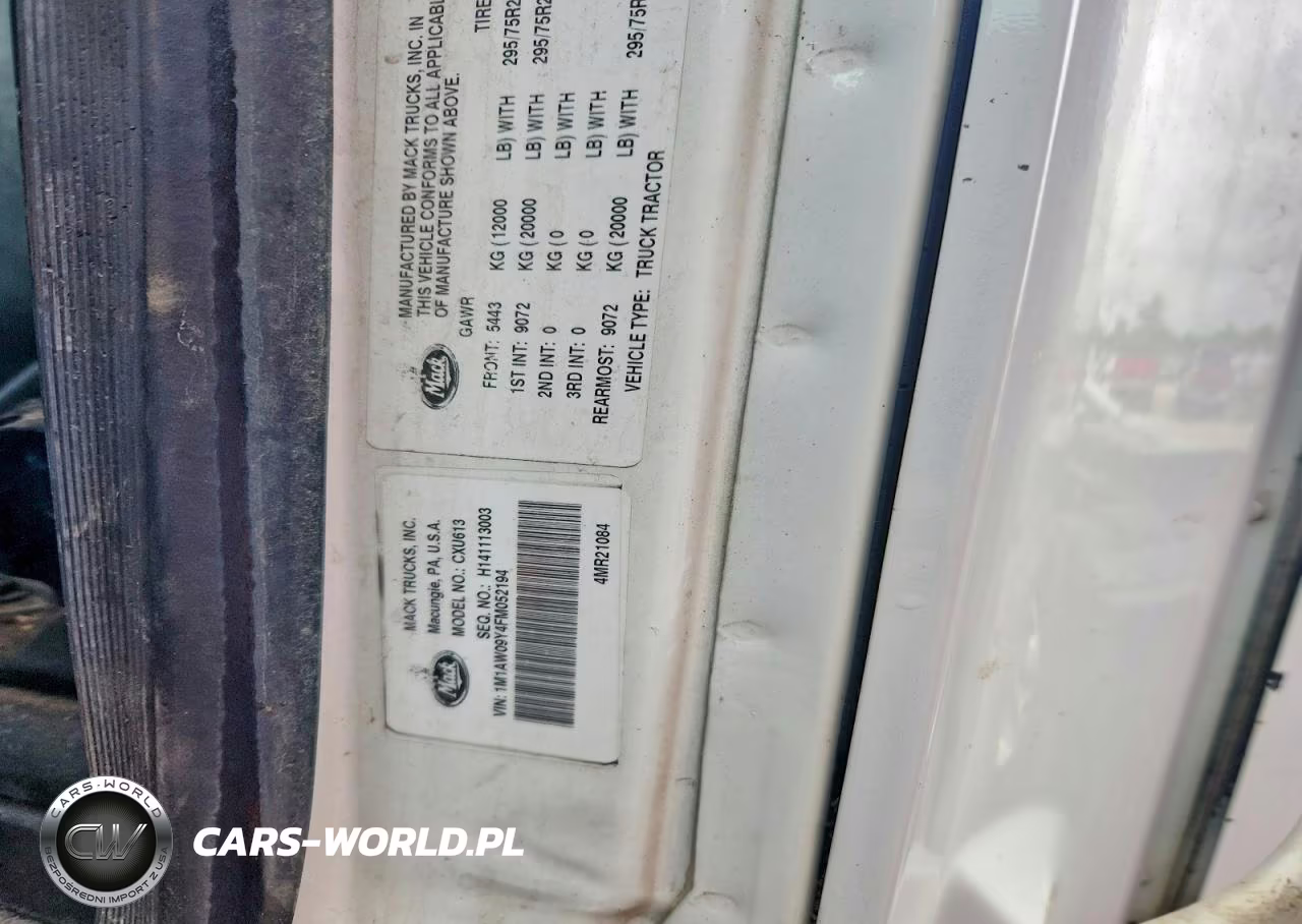 2015 Mack Cxu613 Semi Truck VIN:1M1AW09Y4FM052194 - 10