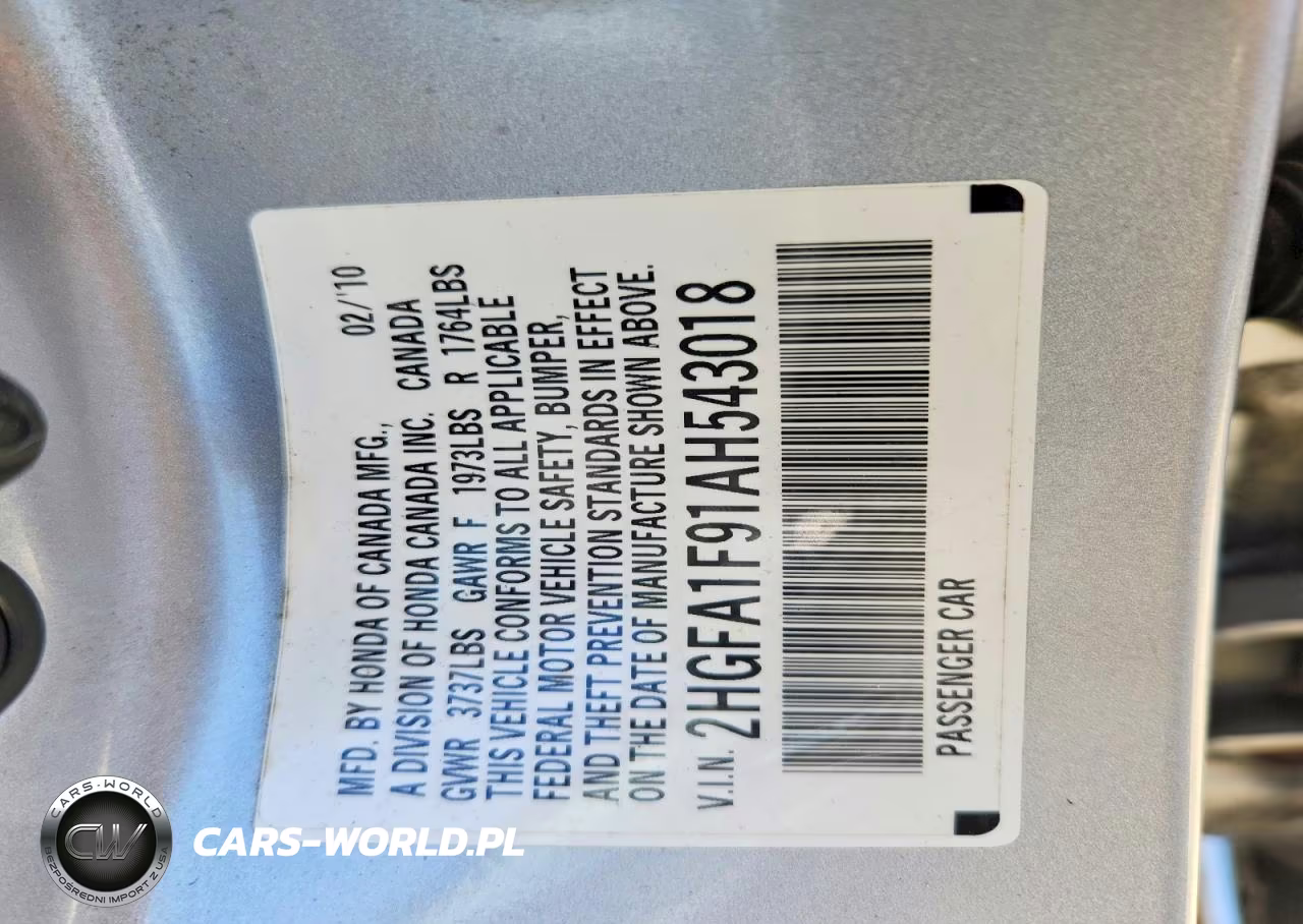2010 Honda Civic Exl VIN:2HGFA1F91AH543018 - 12