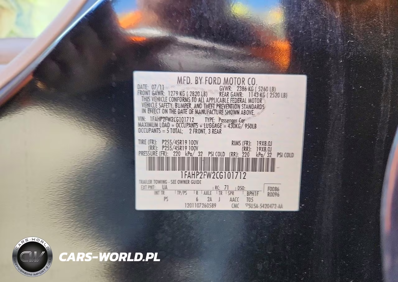 2012 Ford Taurus Limited VIN:1FAHP2FW2CG101712 - 12