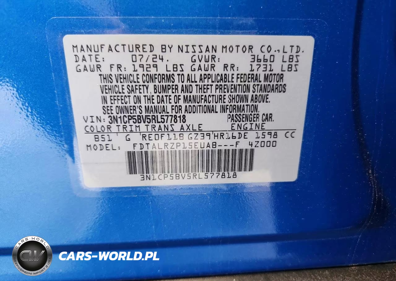 2024 Nissan Kicks S VIN:3N1CP5BV5RL577818 - 12