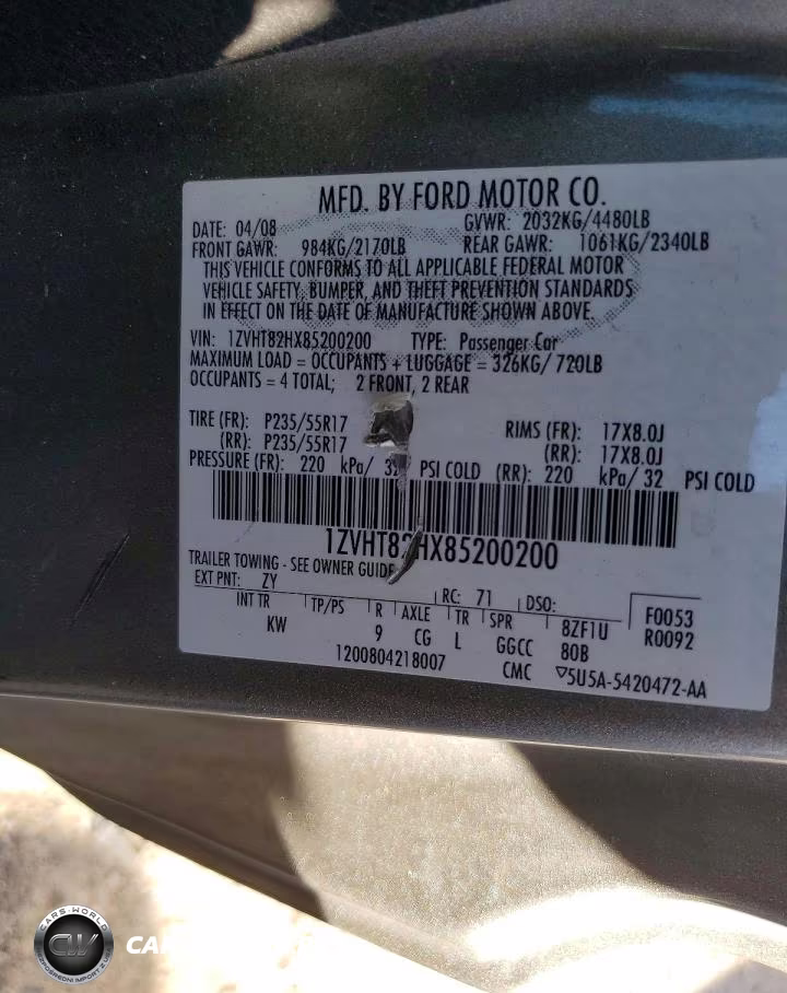 2008 Ford Mustang Gt VIN:1ZVHT82HX85200200 - 12