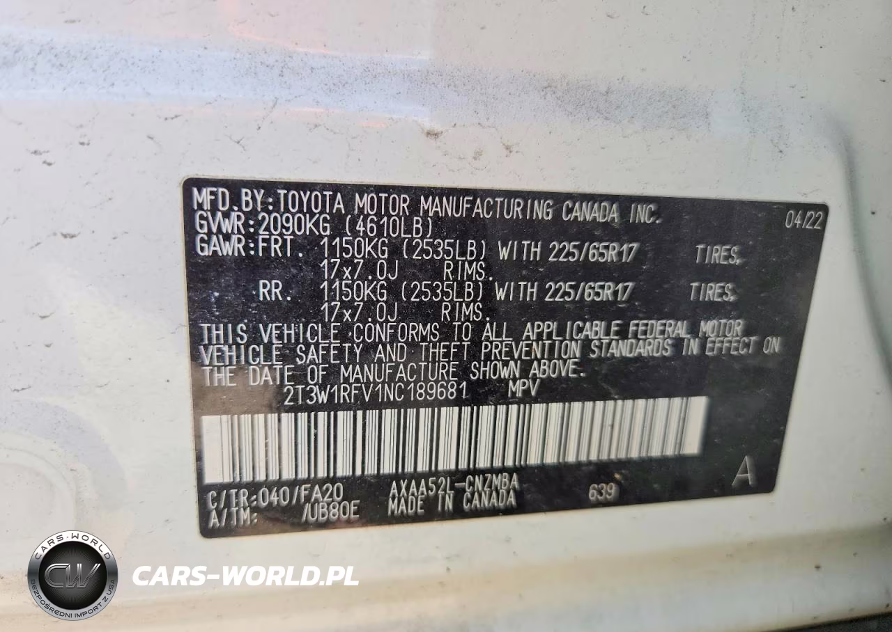 2022 Toyota Rav4 Xle VIN:2T3W1RFV1NC189681 - 13