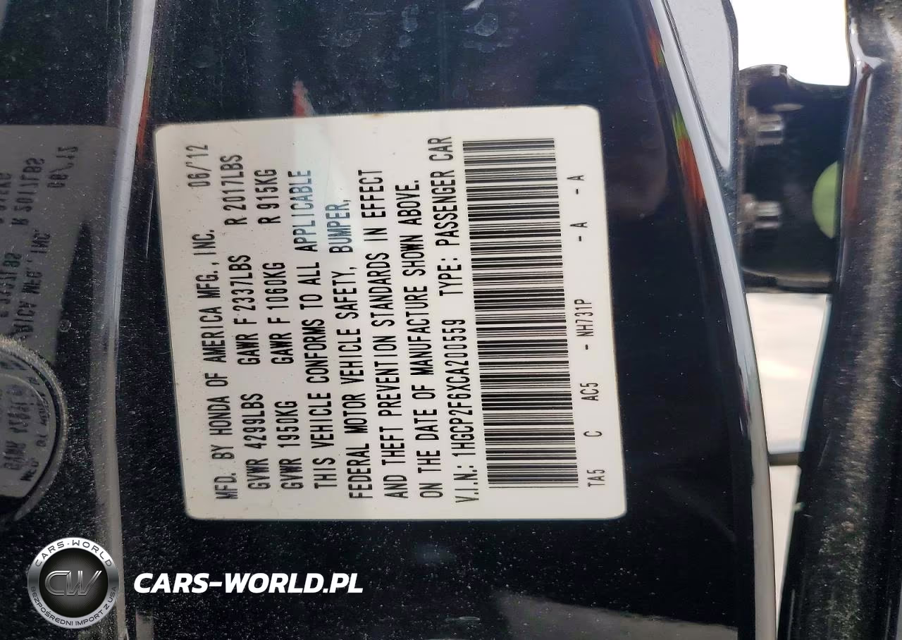 2012 Honda Accord Se VIN:1HGCP2F6XCA200559 - 12