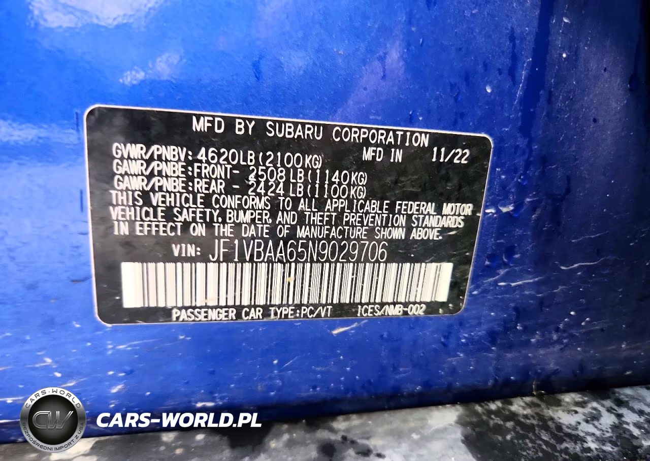 2022 Subaru Wrx VIN:JF1VBAA65N9029706 - 12