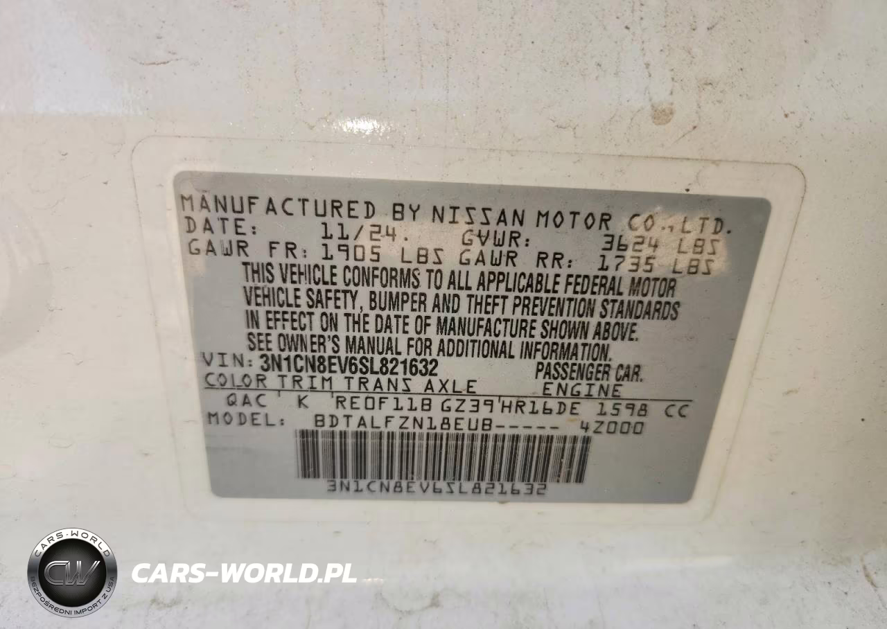 2025 Nissan Versa Sv VIN:3N1CN8EV6SL821632 - 12