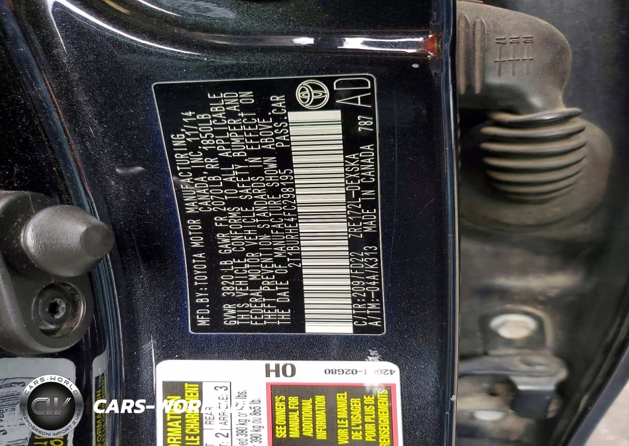 2015 Toyota Corolla S Plus VIN:2T1BURHE4FC298195 - 12