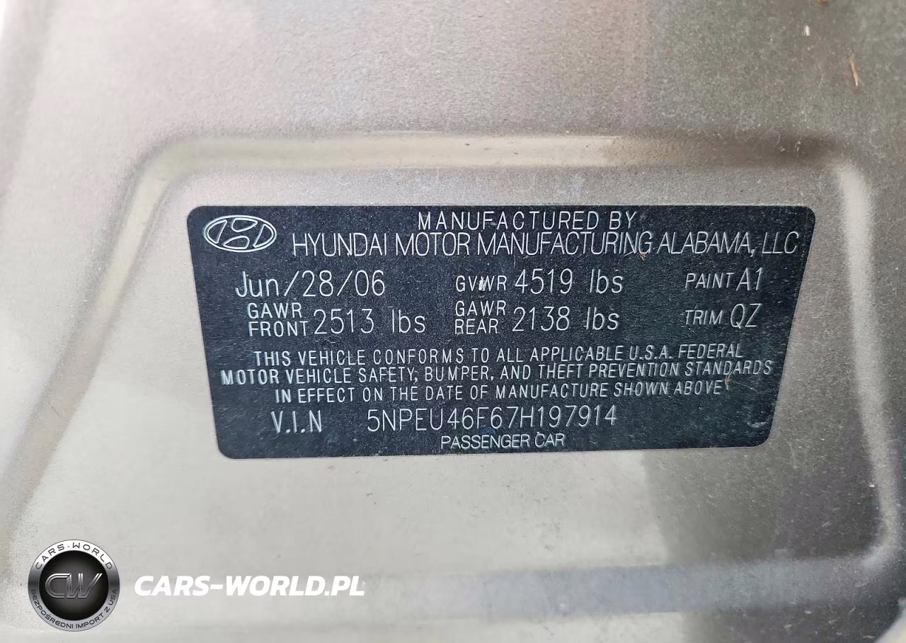 2007 Hyundai Sonata Se VIN:5NPEU46F67H197914 - 12