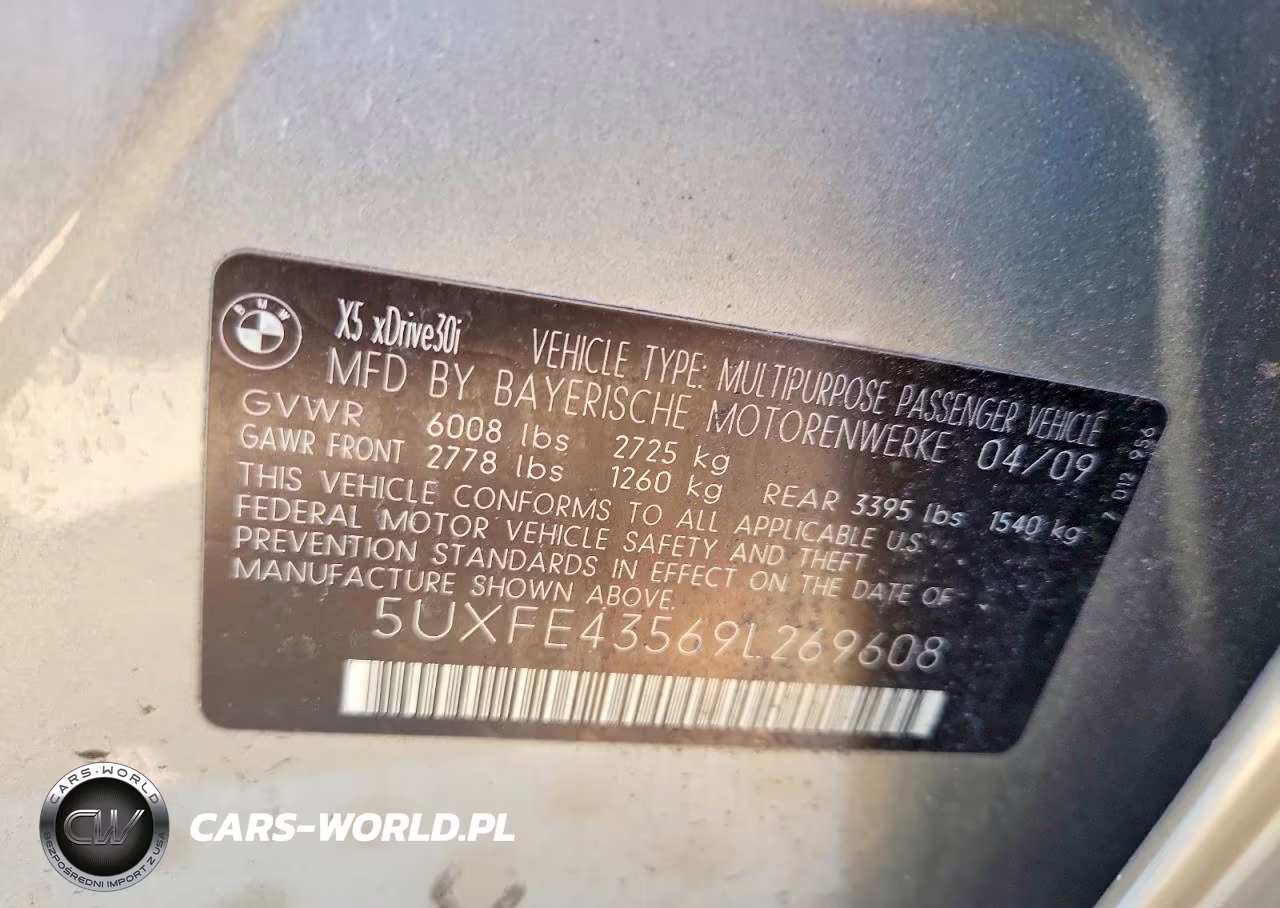 2009 BMW X5 xDrive30I VIN:5UXFE43569L269608 - 12