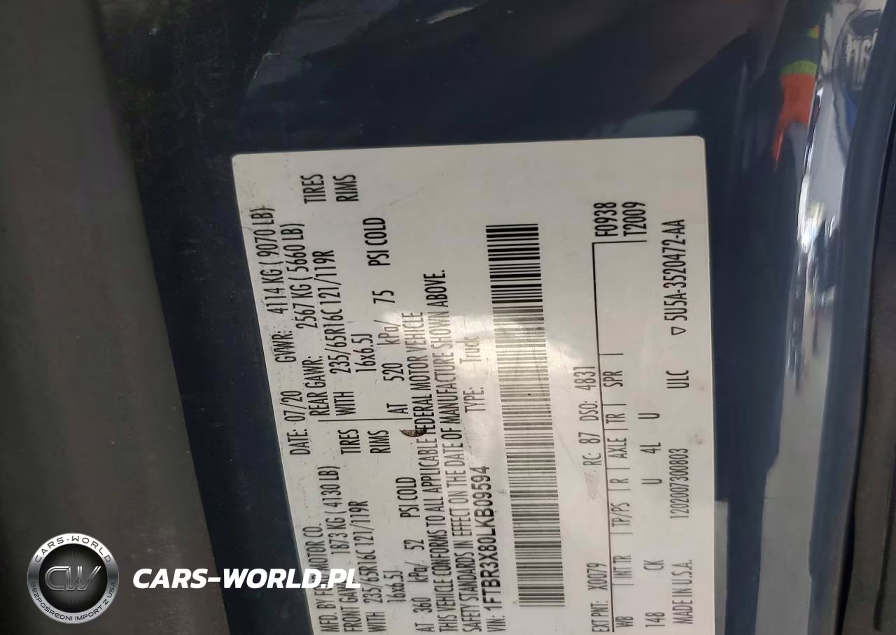 2020 Ford Transit T-250 VIN:1FTBR3X80LKB09594 - 12