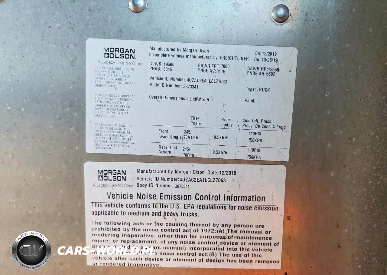 2020 Freightliner Chassis M Line Walk-In Van VIN:4UZAC2EA1LCLZ7063 - 12