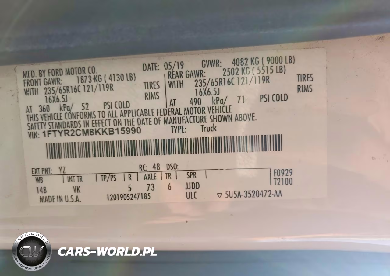 2019 Ford Transit T-250 VIN:1FTYR2CM8KKB15990 - 13