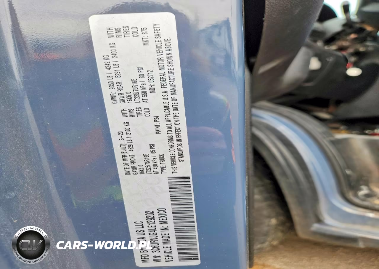 2020 Ram Promaster 3500 3500 High VIN:3C6URVJG4LE129202 - 12